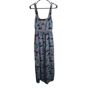 robnson womens floral sleeveless tank dress pockets size small maxi long